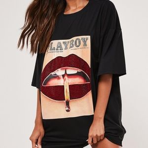 Missguided Lips Oversized Tshirt Dress 